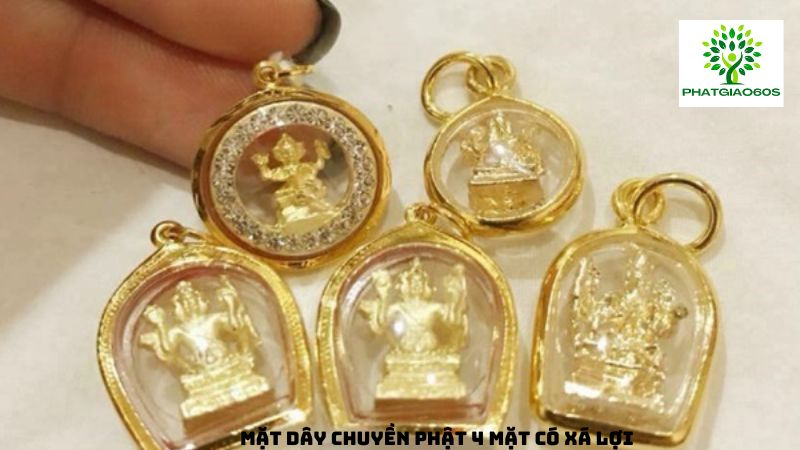 Mặt dây chuyền Phật 4 mặt có xá lợi