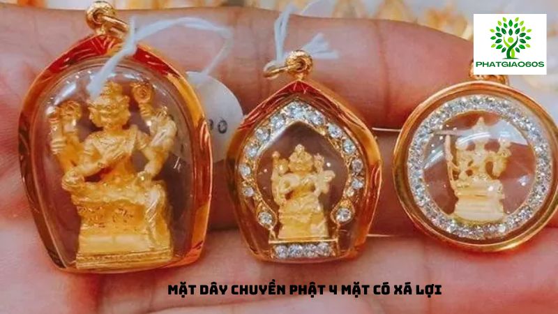 Mặt dây chuyền Phật 4 mặt có xá lợi